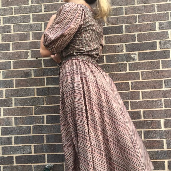 Vintage 70’s Midi Flowy Dress Prairie Cottagecore S. Howard Hirsh Boho Garden 10 - Picture 4 of 12